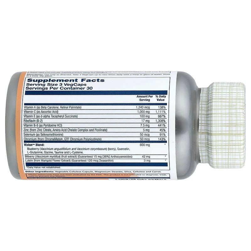 Solaray Advanced Formula Vizion with Bilberry & Lutein - 90 VegCaps
