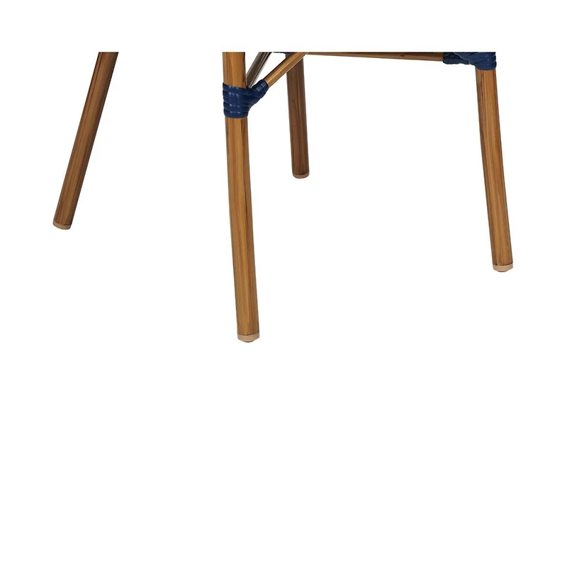 Merrick Lane Sacha Set Of Two Stacking Thonet Bistro Style Chair With Arms, Pe Rattan Seat, And Bamboo Metal Frame For Indoor/Outdoor Use