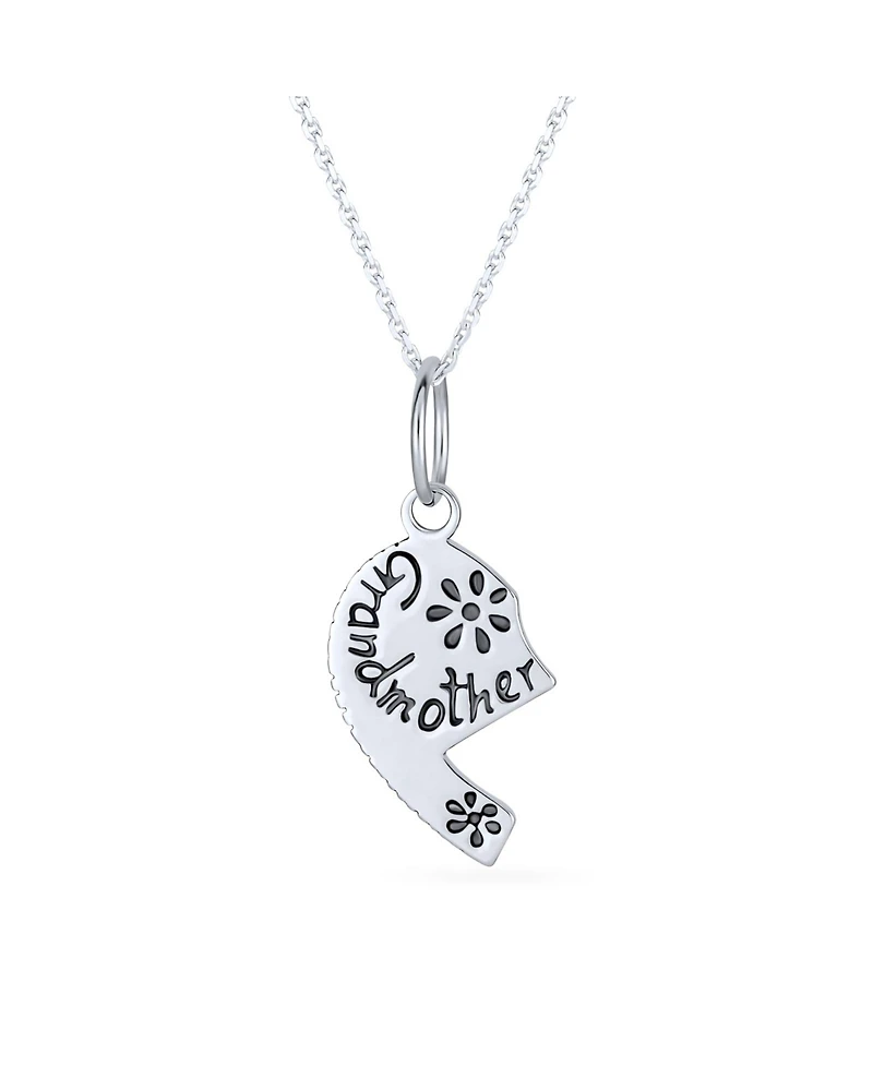 Bling Jewelry Split Heart Puzzle Pendant Necklace for Grandma & Granddaughter Sterling Silver
