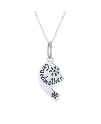 Bling Jewelry Split Heart Puzzle Pendant Necklace for Grandma & Granddaughter Sterling Silver