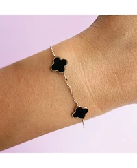 The Lovery Onyx Clover Bracelet 14K Yellow Gold