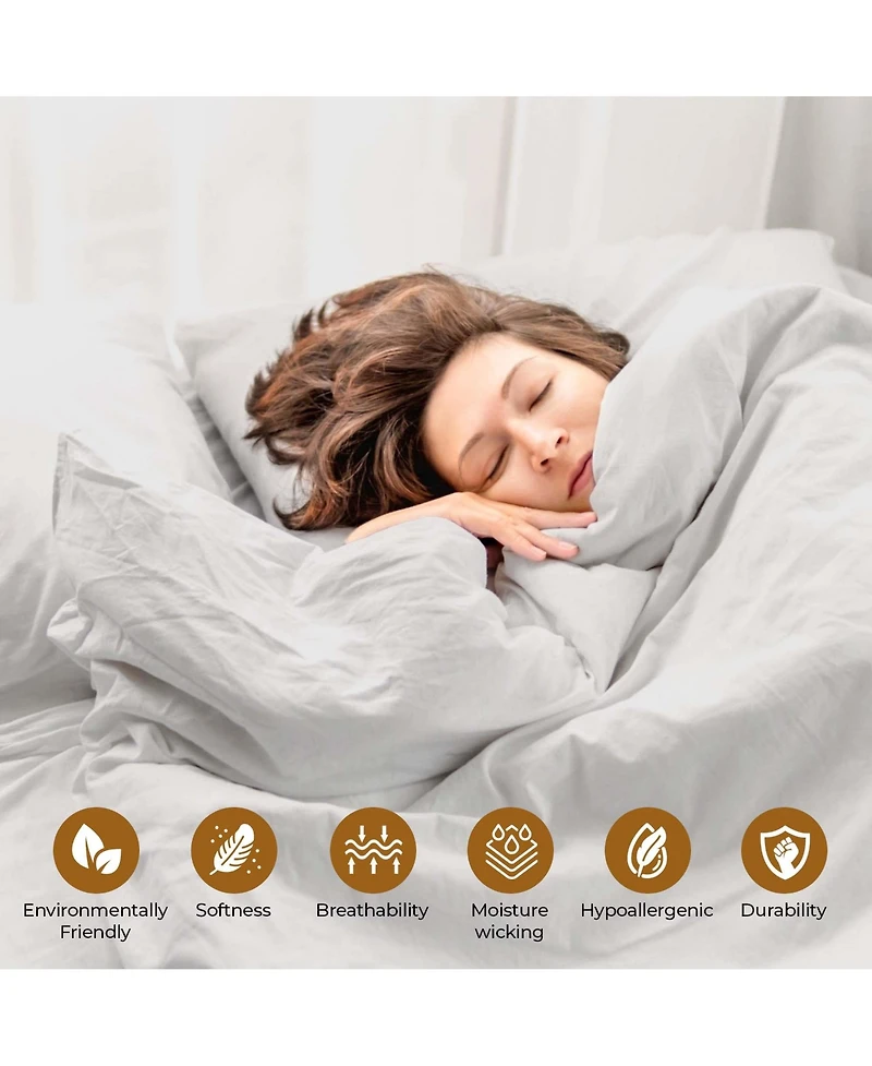 Superior Cotton Linen Blend Solid 3-Piece Duvet Cover Set, King/ California King