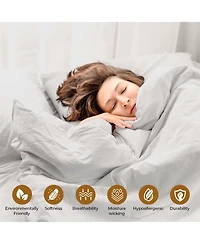 Superior Cotton Linen Blend Solid 3-Piece Duvet Cover Set, King/ California King