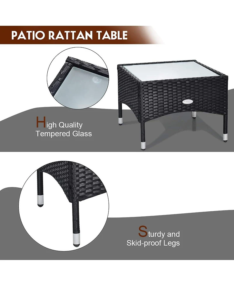 Sugift 3 Pieces Patio Wicker Rattan Furniture Set with Cushion for Lawn Backyard