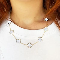 The Lovery Mother of Pearl Clover Necklace 14K Gold