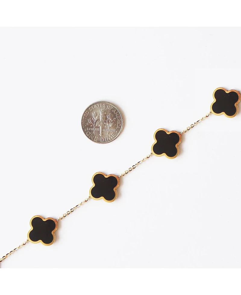 The Lovery Large Onyx Clover Bracelet 14K Yellow Gold