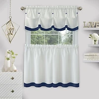 Kate Aurora Country Living Farmhouse 3 Pc Solid Cafe Kitchen Curtain Tier & Tucked Valance Set