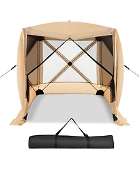 Costway 6.7 Ft x 6.7 Ft 4-Panel Pop up Camping Gazebo Quick-Set with 2 Sunshade Cloths