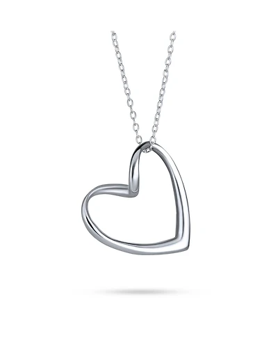 Bling Jewelry Floating Open Heart Pendant Necklace Sterling Silver With Chain
