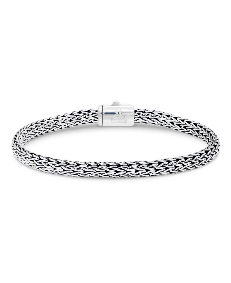 Devata Amethyst & Dragon Bone Oval 5mm Chain Bracelet in Sterling Silver