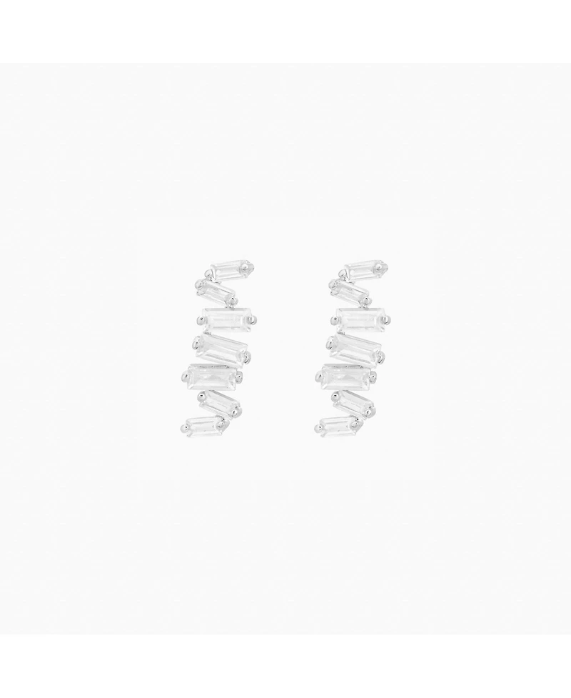 Sterling Silver Zig Zag Shape Stud Earrings