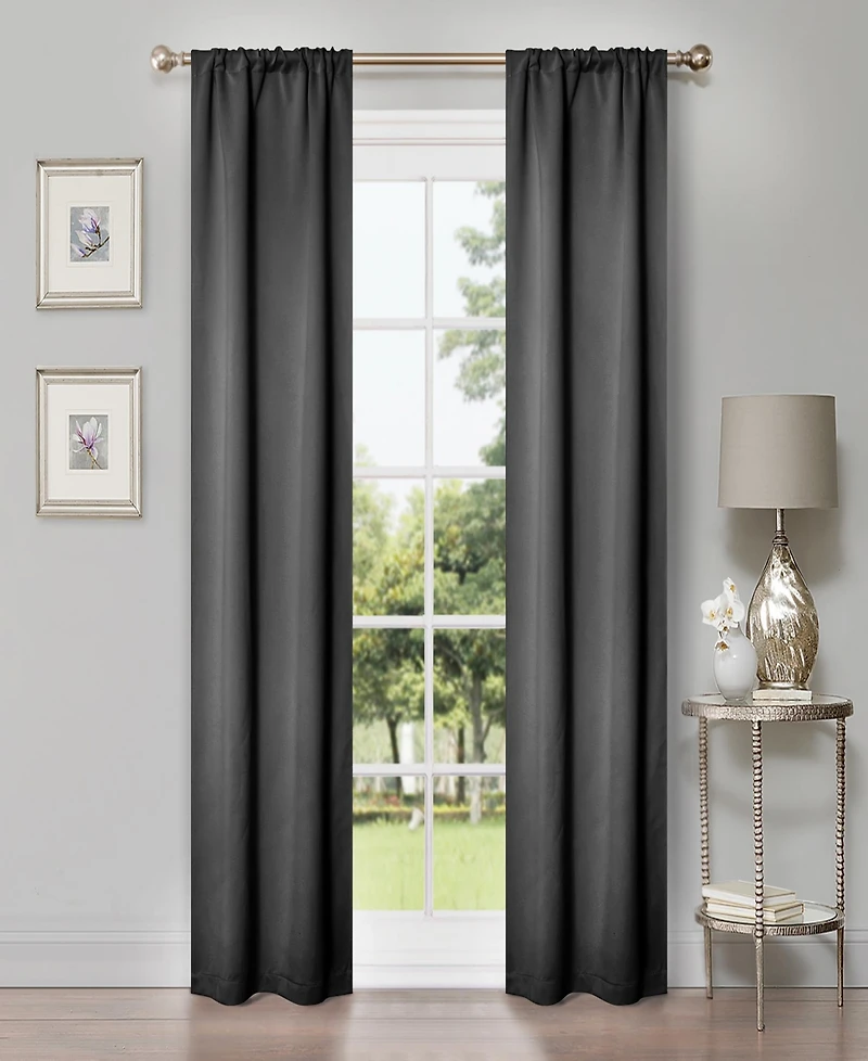 Superior Solid Classic Modern Wrinkle Resistant Room Darkening 2-Piece Curtain Set with Rod Pocket