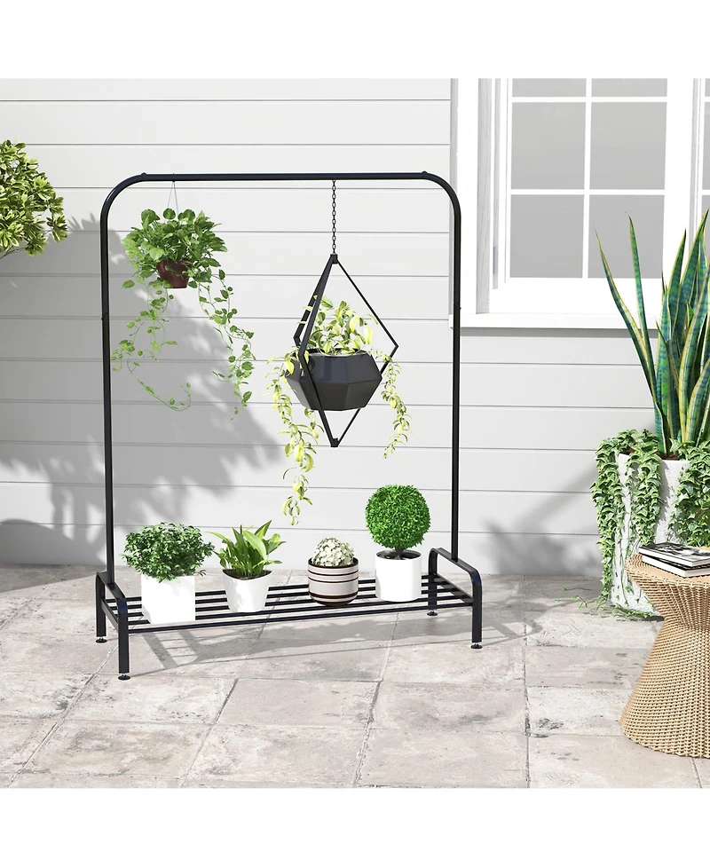 Heavy Duty Garment Rack with Top Hanging Rod and Bottom Storage Shelf