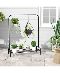 Heavy Duty Garment Rack with Top Hanging Rod and Bottom Storage Shelf