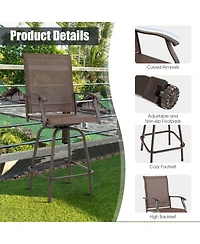 Sugift 2 Pieces 360 Rotating Bar Stool Set with Armrests for Patio