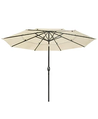 Yescom 3 Tier Patio Umbrella with Solar Led Crank Tilt Button Outdoor