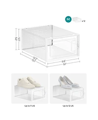 Set of 12 Stackable Shoe Organizers for Closet or Entryway, Fits Sneakers