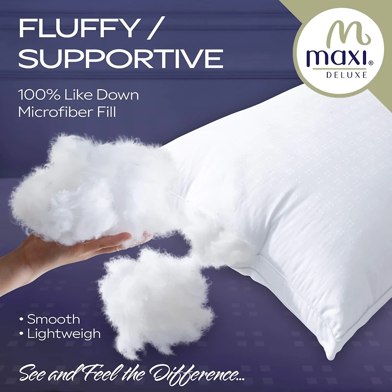 Maxi Cotton Microfiber Fill Breathable Pillow – White (1 Pack)