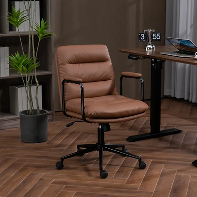 Streamdale Ergonomic Pu Leather Office Chair with Reclining Back