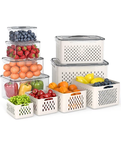 6 Piece Food Storage Container Set with Colander and Divider Plates