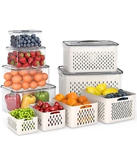 6 Piece Food Storage Container Set with Colander and Divider Plates