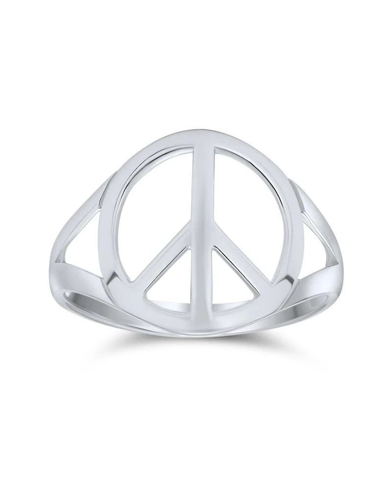 Bling Jewelry Open Symbol World Peace Sign Ring Sterling Silver Spilt Shank Band