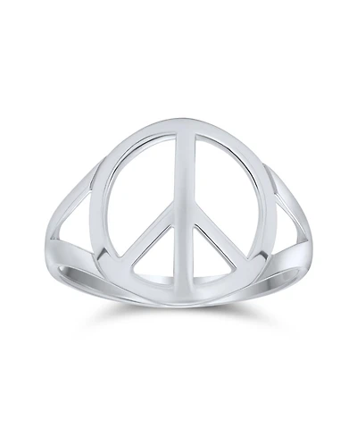Bling Jewelry Open Symbol World Peace Sign Ring Sterling Silver Spilt Shank Band