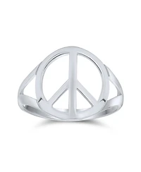 Bling Jewelry Open Symbol World Peace Sign Ring Sterling Silver Spilt Shank Band