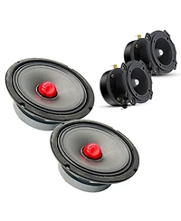 5 Core 6.5 inch Car Speakers & Tweeters Combo/ 2 Mid Range Speakers| 8Ohm, 2 Premium Tweeters - MR6.5-8oHMX2PCS+Tw-180X2PCS