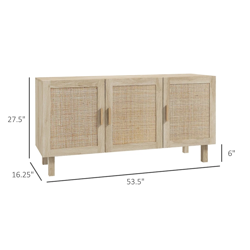 Homcom Sideboard Buffet Cabinet with 3 Rat Doors and Adjustable Shelves