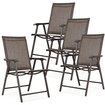 Aoodor Folding Patio Chairs Set of 4 with Armrests and Backrest for Garden, Camping and Travel