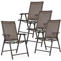 Aoodor Folding Patio Chairs Set of 4 with Armrests and Backrest for Garden, Camping and Travel