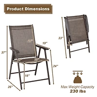 Aoodor Folding Patio Chairs Set of 4 with Armrests and Backrest for Garden, Camping and Travel