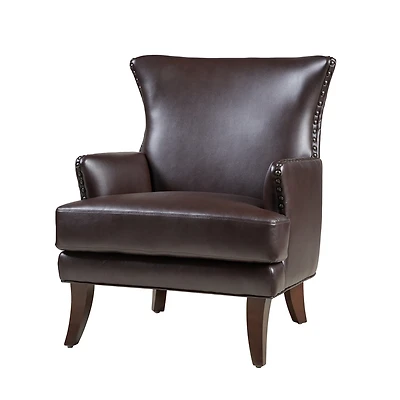 Hardamon Contemporary Leather Arm Chair with Nailhead Trim