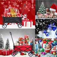 Folding Wagon Garden Shopping Beach Cart (Red)