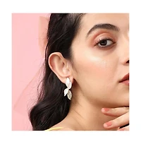 Sohi Women's Silver Flora Drop Earrings