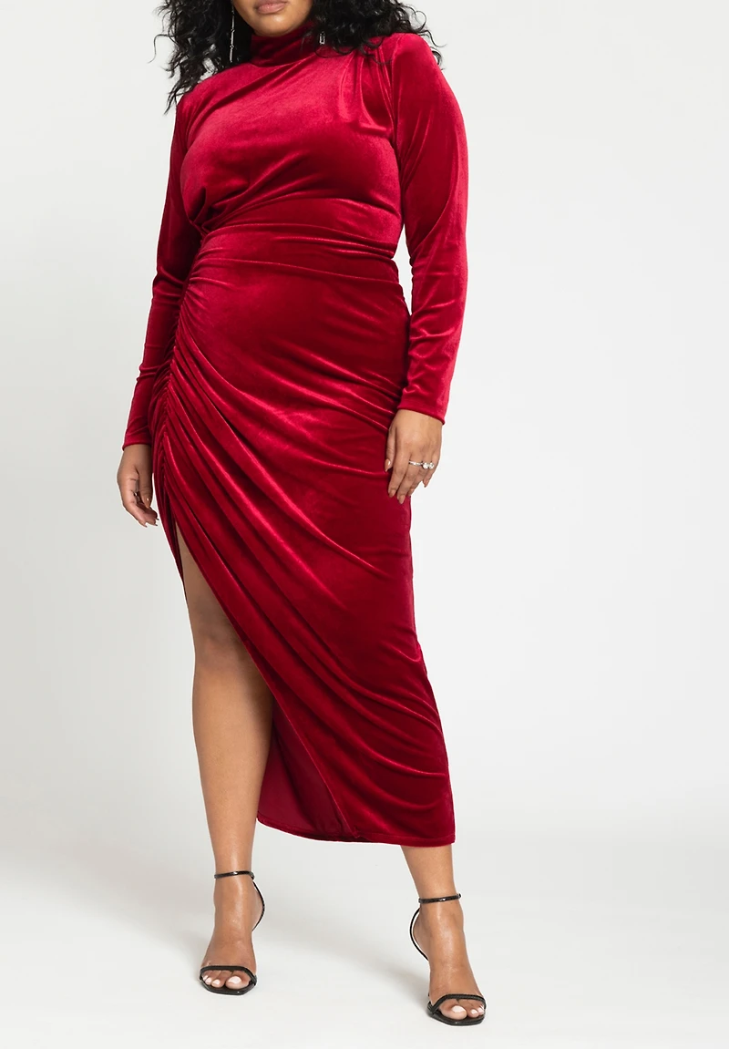 Eloquii Plus Mock Neck Velvet Dress With Slit