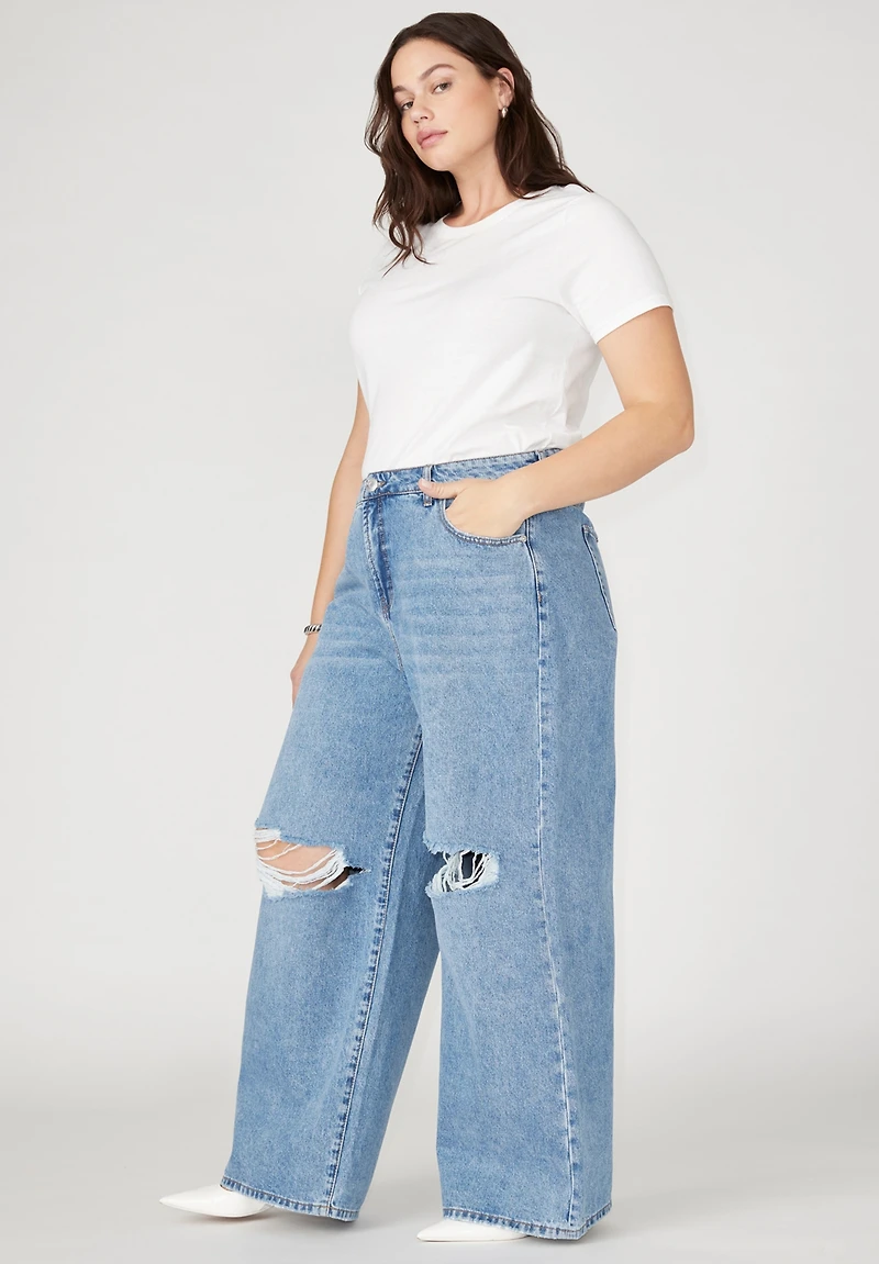 Eloquii Women's The Yvette Rigid Wide Leg Jean