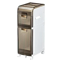 Fc Design Bathroom Storage Cabinet Organizer with Toilet Paper Holder and Rolling Wheels