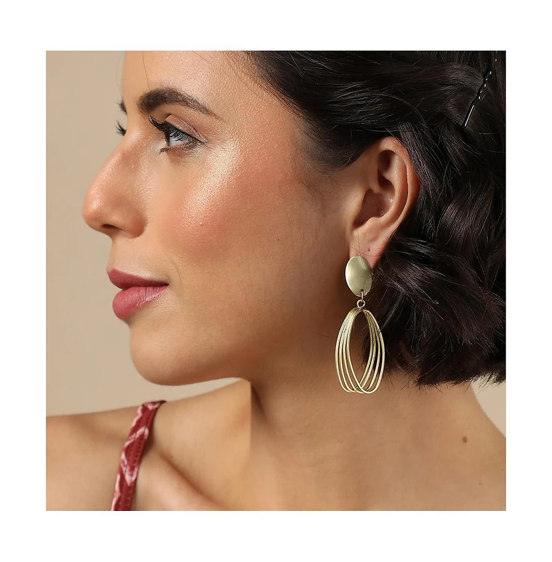 Sohi Women's Gold Metallic Drop Earrings