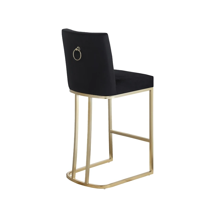Streamdale Set of 2 Gold Brushed Velvet Bar Stools