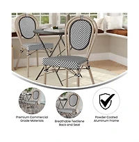 Merrick Lane Mael Stacking Thonet Bistro Style Chair With Textilene Seat And Bamboo Finished Metal Frame For Indoor/Outdoor Use