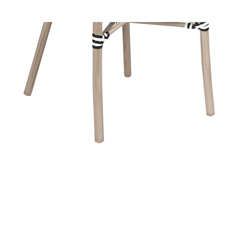 Merrick Lane Mael Set Of Four Stacking Thonet Bistro Style Chair With Arms, Textilene Seat, And Bamboo Finished Metal Frame For Indoor/Outdoor Use
