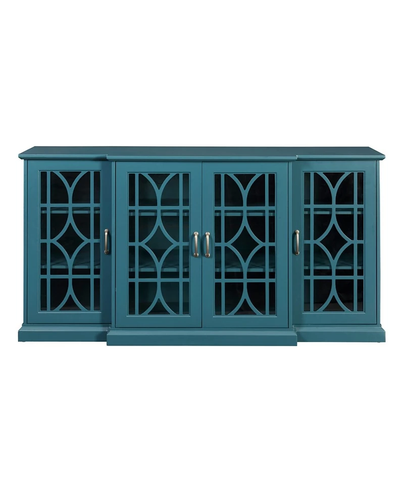 Streamdale Furniture 63" Tv Stand, Storage Buffet Cabinet, Sideboard With Glass Door And Adjustable Shelves