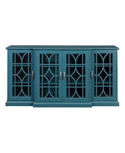 Streamdale Furniture 63" Tv Stand, Storage Buffet Cabinet, Sideboard With Glass Door And Adjustable Shelves