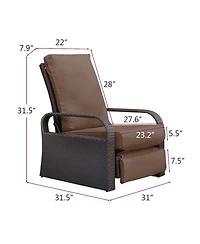 Wicker Garden Recliner with Thick Cushion