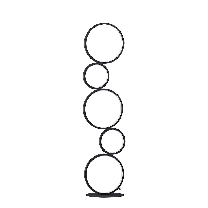 Streamdale 38.5" In Else Nordic 5-Ring Shaped Matte Black Led Metal Table Lamp