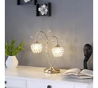 Streamdale 17.25" Rose Gold 2-Floral Bell Glam Metal Table Lamp