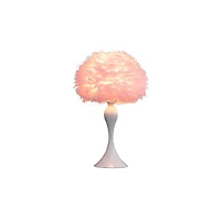 Streamdale 18.25"In Soft Pink Feather Aquina Crisp White Contour Glam Table Lamp