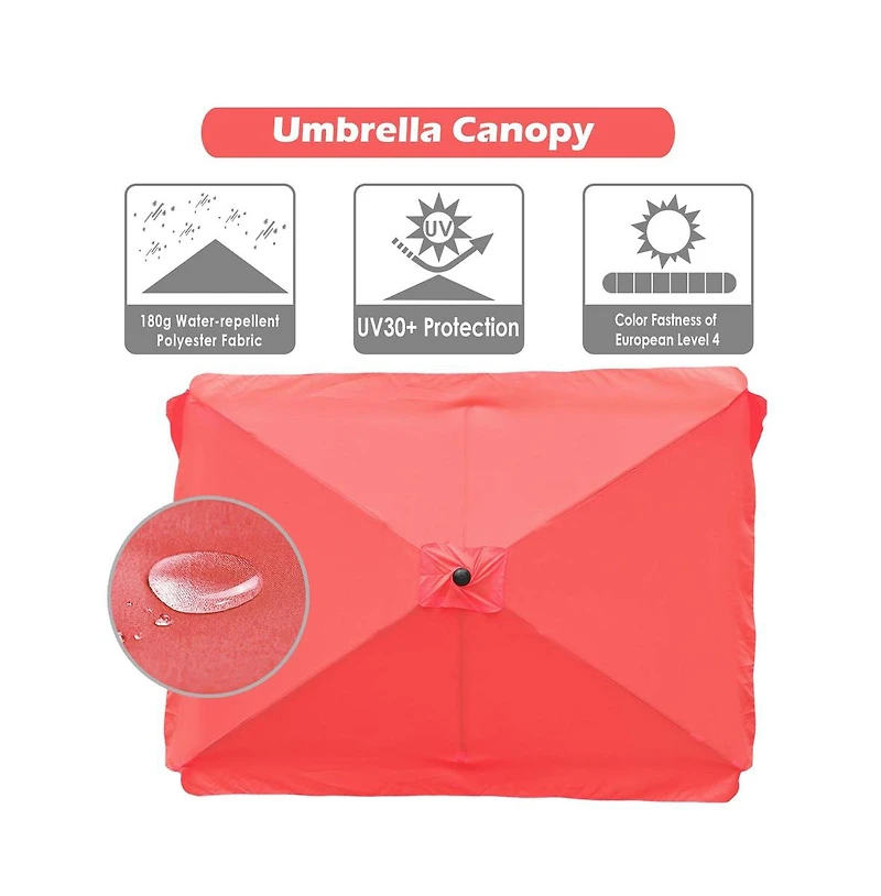 10x6ft Universal Replacement Umbrella Canopy with Tippet Top Cover Patio Beach